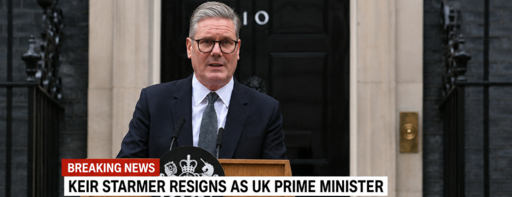 UK Prime Minister Keir Starmer Announces Resignation Amid Growing Pressure Within Labour Party UK Prime Minister Keir Starmer announces his resignation outside 10 Downing Street in London.