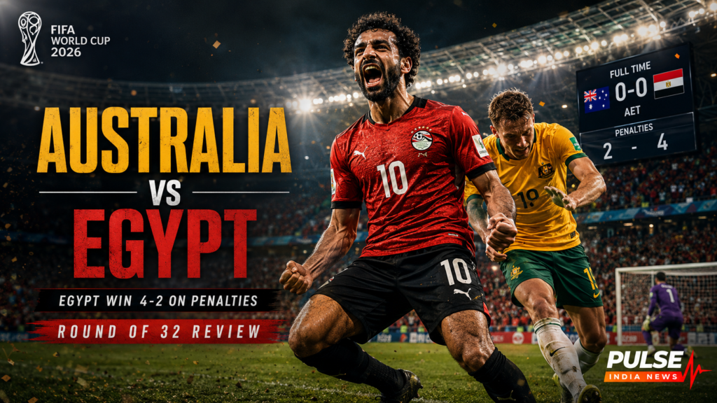 Australia vs Egypt Review: Egypt Win 4-2 on Penalties After 1-1 World Cup 2026 Thriller Egypt player celebrates after a penalty shootout victory over Australia in the FIFA World Cup 2026 Round of 32.