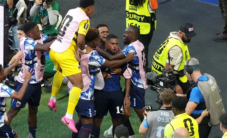 Cabo Verde midfielder Deroy Duarte celebrates after scoring against Argentina in the FIFA World Cup 2026 Round of 32