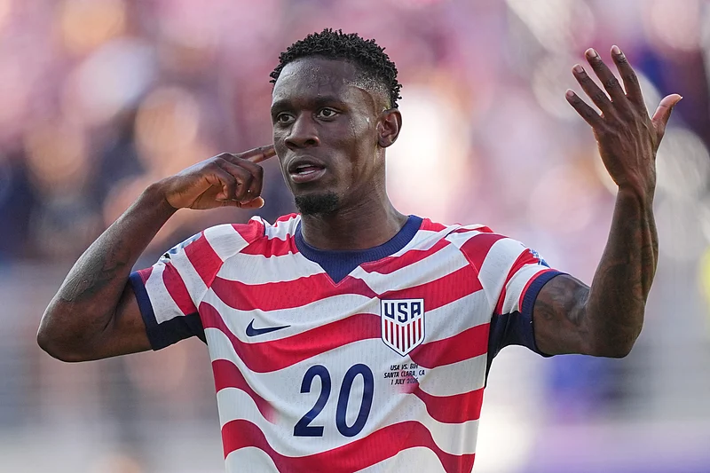 United States forward Folarin Balogun reacts after scoring against Bosnia in the FIFA World Cup 2026 Round of 32