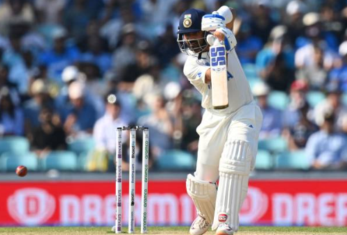 Ajinkya Rahane plays a controlled straight drive for India during a Test match