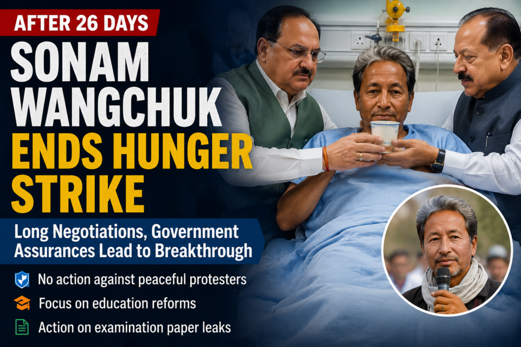 Sonam Wangchuk ends his 26-day hunger strike after negotiations and government assurances