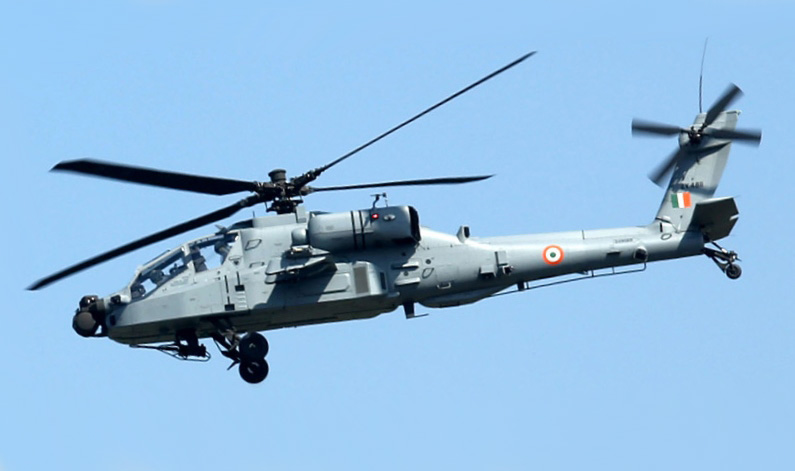 Indian Air Force AH-64E Apache Guardian attack helicopter in flight