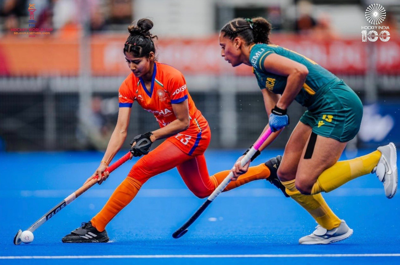 Navneet Kaur in action for India against South Africa at the FIH Women's Hockey World Cup 2026.