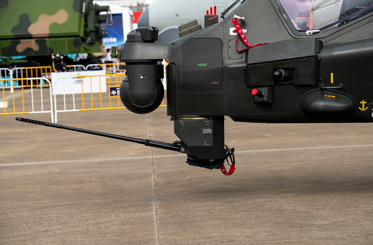 Z-10 attack helicopter nose with PX-10 cannon and electro-optical targeting turret