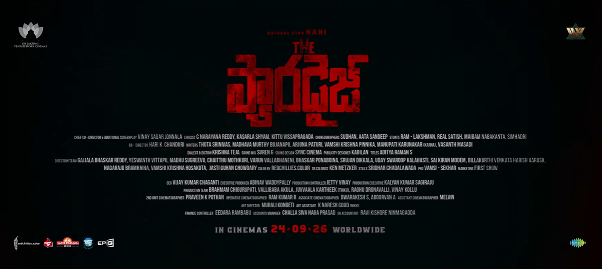 The Paradise Telugu film teaser title card confirming its worldwide theatrical release on September 24, 2026