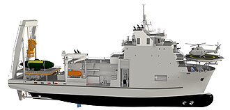 Side-view model of a Nistar-class Diving Support Vessel built by Hindustan Shipyard