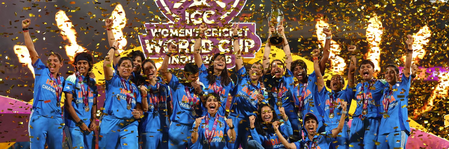 India women's cricket team celebrating their 2025 World Cup victory